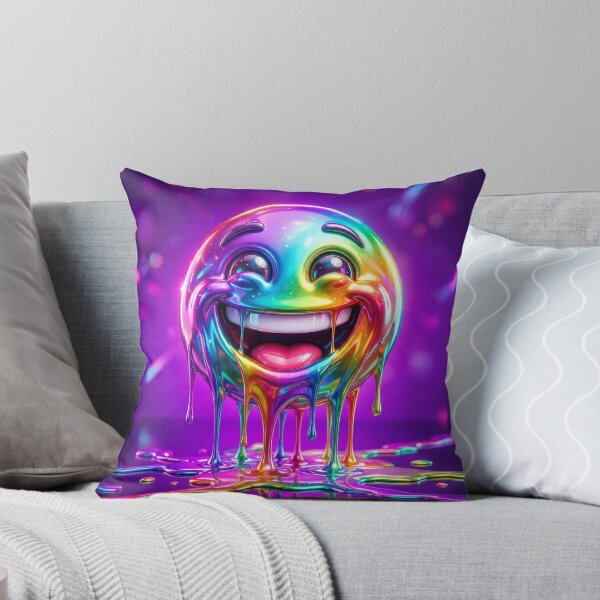 Item preview, Melting Rainbow Emoji Dripping Neon Smile Art designed and sold by AgnesB77.