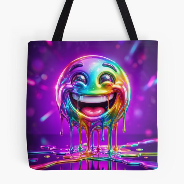Item preview, Melting Rainbow Emoji Dripping Neon Smile Art designed and sold by AgnesB77.
