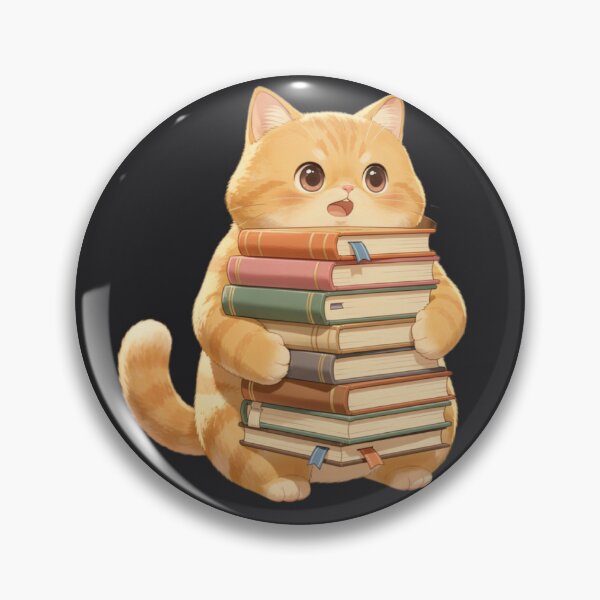Item preview, Overwhelmed Bookish Cat Stack TBR designed and sold by Moody Vibes Studio.