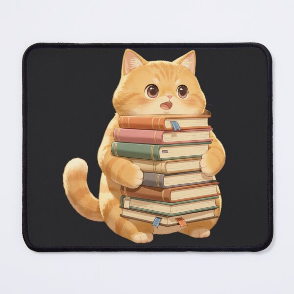 Item preview, Overwhelmed Bookish Cat Stack TBR designed and sold by Moody Vibes Studio.
