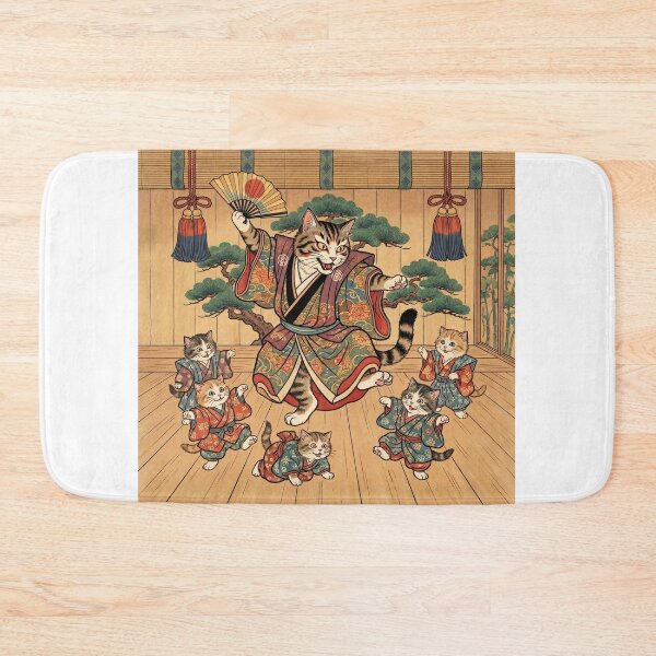 Item preview, Cat Kabuki Master Teaching Kittens — Neko Kabuki Keiko Zu | Japanese Ukiyo-e Cat Art designed and sold by Ukiyo Neko Hyakkei - Cats of the Floating World-.