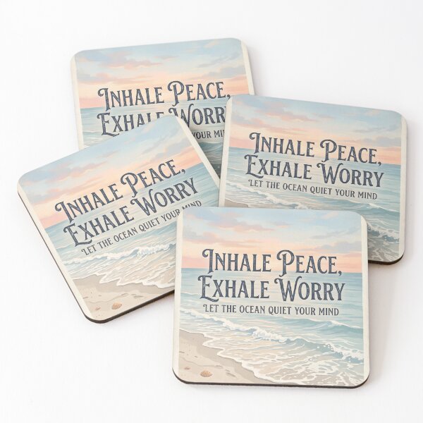 Item preview, Inhale Peace, Exhale Worry – Ocean Therapy Poster Design designed and sold by Sea Gem.