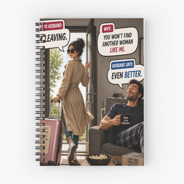 Item preview, Wife Leaving Husband Funny Marriage Humor Art designed and sold by riki2365.