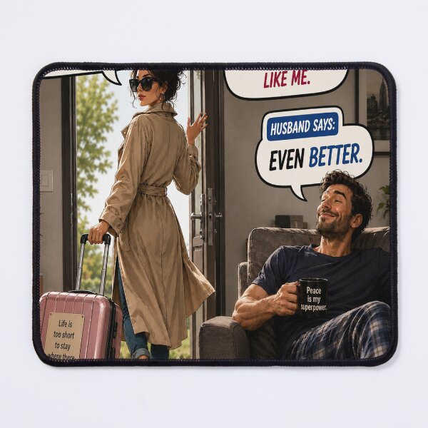 Item preview, Wife Leaving Husband Funny Marriage Humor Art designed and sold by riki2365.