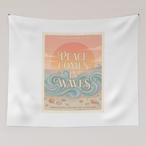 Item preview, Peace Comes in Waves – Ocean Therapy Poster Design designed and sold by Sea Gem.