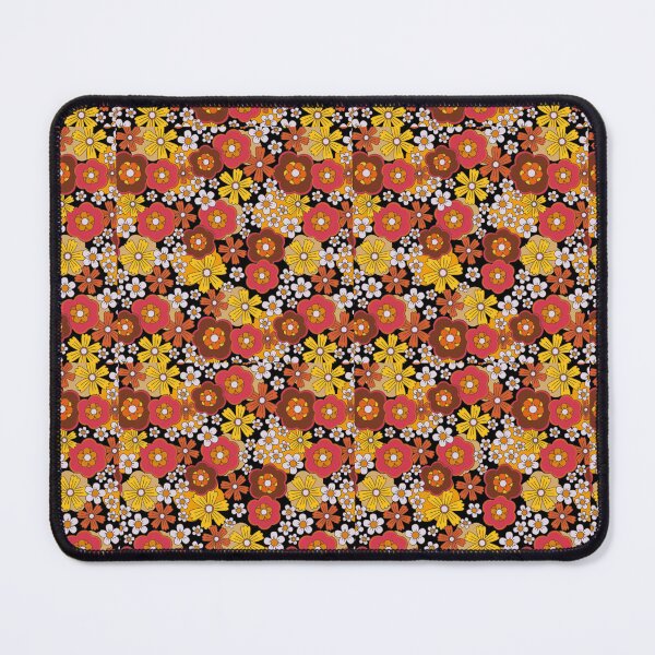 Item preview, Retro 70s Flower Power Dark Floral Pattern – Bold Maximalist Blooms on Black Groovy Repeat Design designed and sold by DERA RAY.