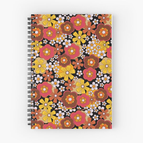 Item preview,  Retro 70s Flower Power Dark Floral Pattern – Bold Maximalist Blooms on Black Groovy Repeat Design designed and sold by DERA RAY.