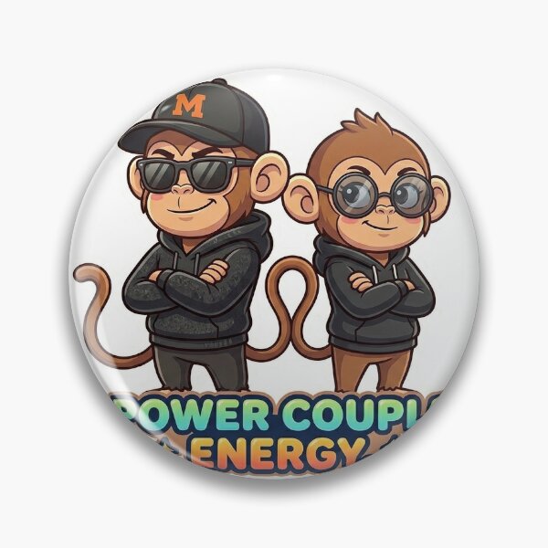 Artikelvorschau, Power-Couple-Affen-Aufkleber | Niedliches Partner-Cartoon-Pärchen entworfen und verkauft von Newkidshub.