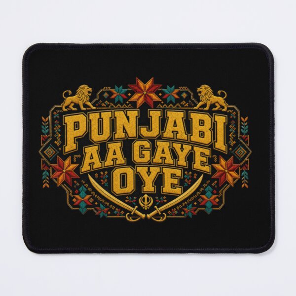 Item preview, Traditional Punjabi Aa Gaye Oye Golden Embroidery Inspired Lion Emblem designed and sold by DuneHaicna.