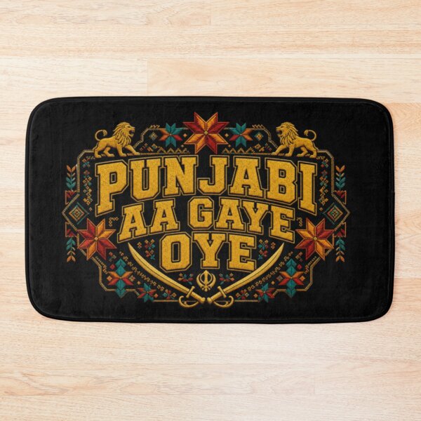 Item preview, Traditional Punjabi Aa Gaye Oye Golden Embroidery Inspired Lion Emblem designed and sold by DuneHaicna.