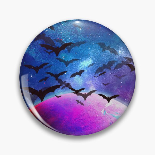 Item preview, surreal cosmic planet with flying bats galaxy designed and sold by FahdSpaceArt.
