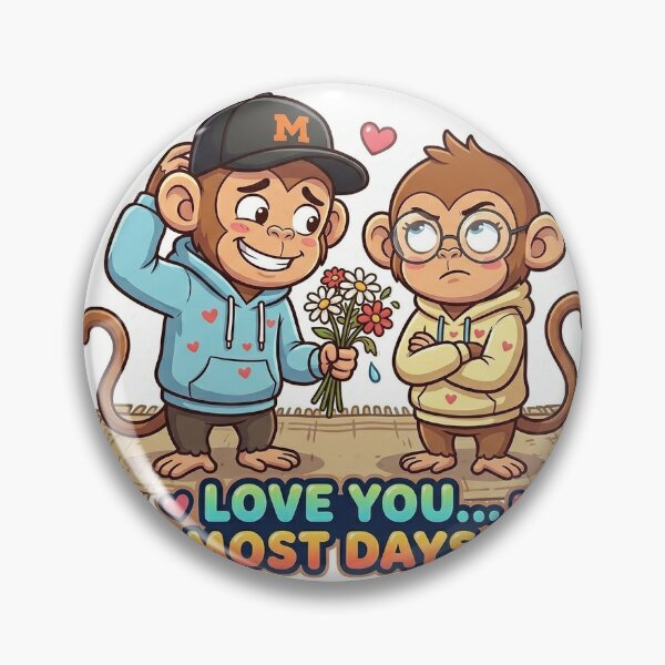 Item preview, Love You Most Days Monkey Sticker | Funny Couple Meme Cartoon designed and sold by Newkidshub.