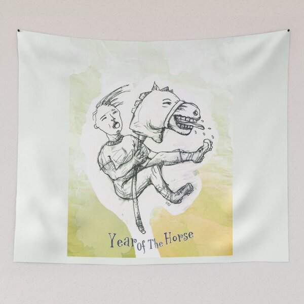 Item preview, Year Of The Horse (Drawing by ACCI) Boy Riding A Hobby Horse designed and sold by VanyssaGraphics.