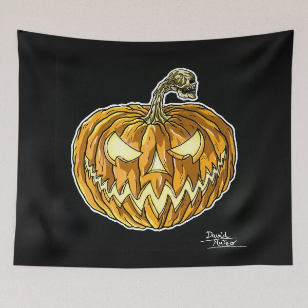 Item preview, Pumpkin of Terror — Neo Traditional Halloween Illustration on Black Background designed and sold by David Mateo ArtWorks.