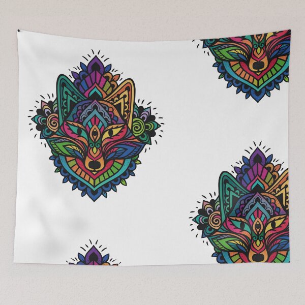 Item preview, Bohemian Spirit Fox Illustration – Colorful Kaleidoscope Wolf/Fox Art designed and sold by QuirkyCloud Designs.