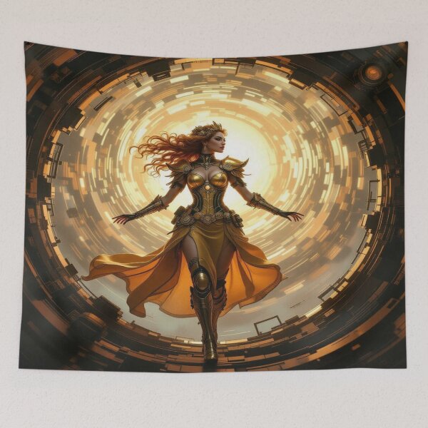 Item preview, Golden guardian in futuristic portal light with powerful pose and radiant energy designed and sold by FotoworldEdel.