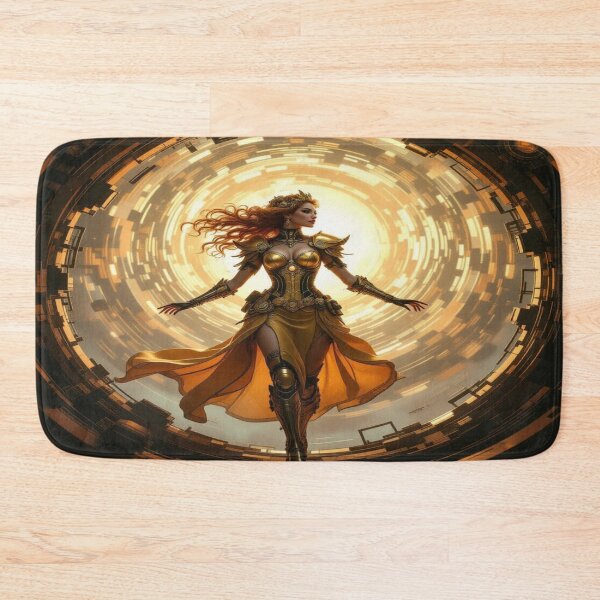 Item preview, Golden guardian in futuristic portal light with powerful pose and radiant energy designed and sold by FotoworldEdel.