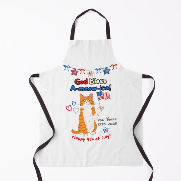 Item preview, 4th of July 250th God Bless A-meow-ica Orange Cat designed and sold by MYCatStuff.