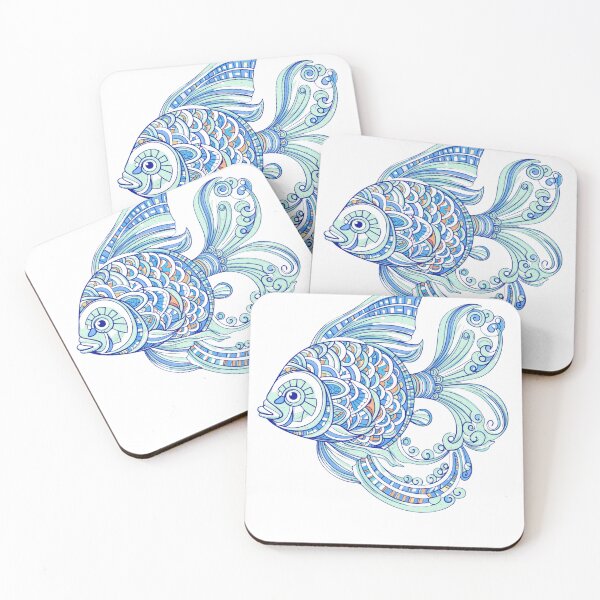Item preview, Intricate Blue Fish Mandala Art – Ocean-Inspired Geometric Illustration designed and sold by QuirkyCloud Designs.