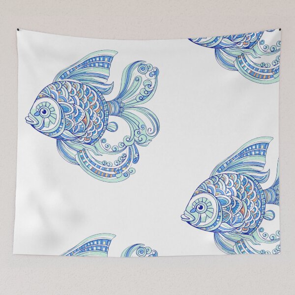 Item preview, Intricate Blue Fish Mandala Art – Ocean-Inspired Geometric Illustration designed and sold by QuirkyCloud Designs.