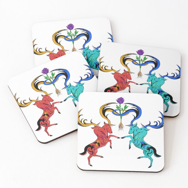Item preview, Colorfull Rampant Stags - Wicked Wilderness designed and sold by Wicked-Oddities.