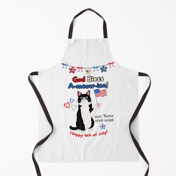 Item preview, 4th of July 250th God Bless A-meow-ica Tuxedo Cat designed and sold by MYCatStuff.