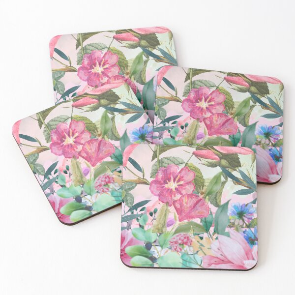 Item preview, Mixed Pink and Blue Floral Design on light pink designed and sold by Sage2026.