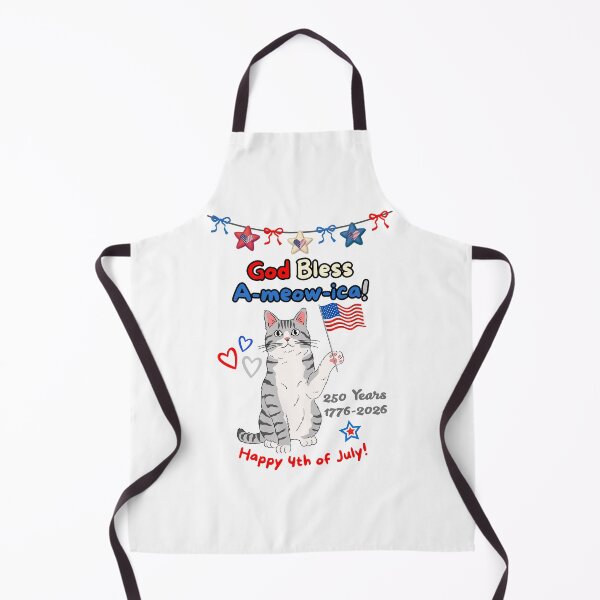 Item preview, 4th of July 250th God Bless A-meow-ica Gray Cat designed and sold by MYCatStuff.
