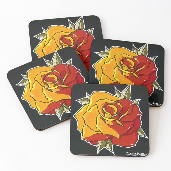 Item preview, Red Rose — Neo Traditional Illustration on Black Background designed and sold by David Mateo ArtWorks.