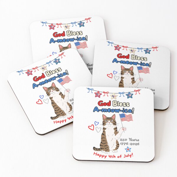 Item preview, 4th of July 250th God Bless A-meow-ica Tabby Cat designed and sold by MYCatStuff.