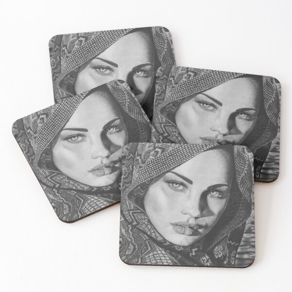Item preview, Arab Woman — Hyperrealistic Charcoal Portrait in Black and White designed and sold by David Mateo ArtWorks.