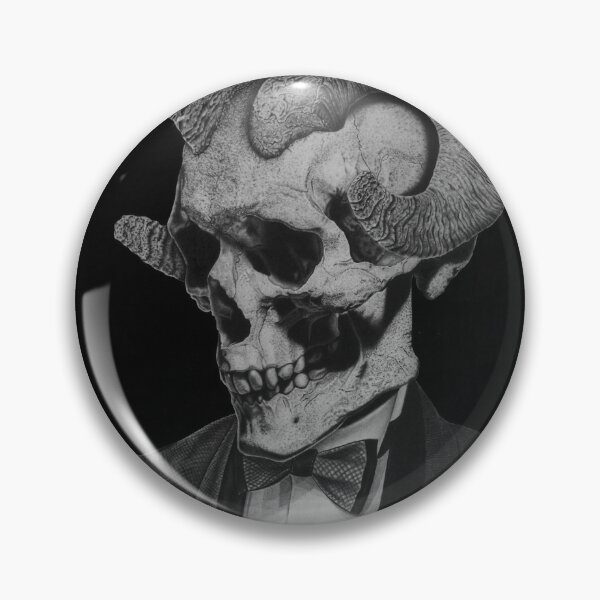 Item preview, Skull with Horns — Gothic Charcoal Portrait in Black and White designed and sold by David Mateo ArtWorks.