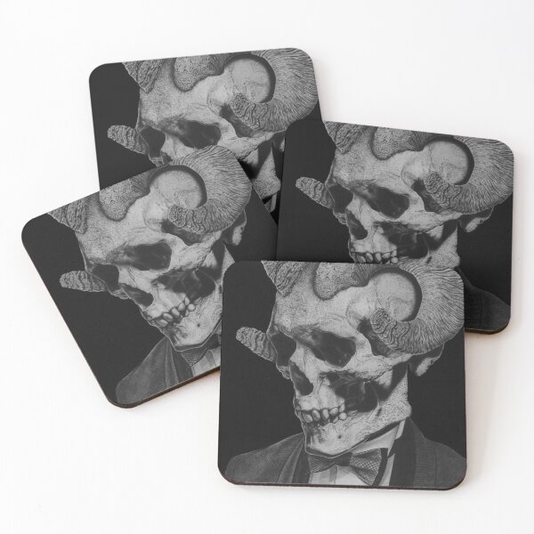 Item preview, Skull with Horns — Gothic Charcoal Portrait in Black and White designed and sold by David Mateo ArtWorks.
