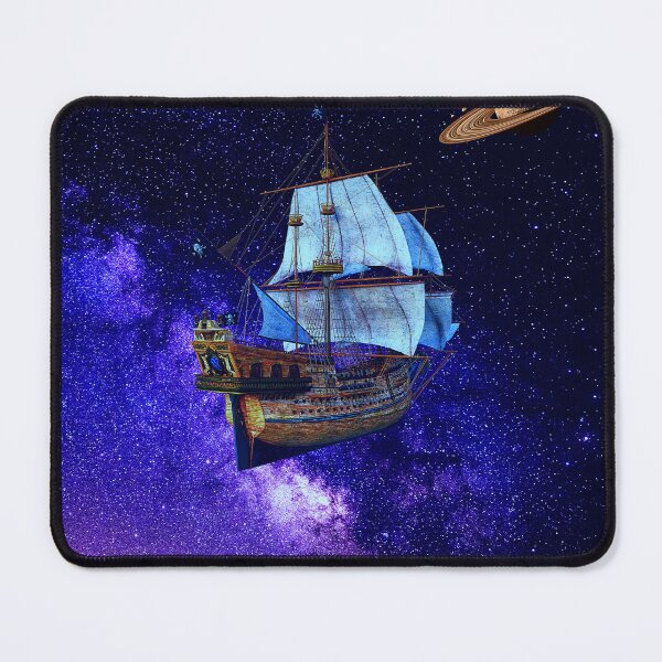 Item preview, cosmic pirate ship sailing through Saturn nebula  designed and sold by FahdSpaceArt.