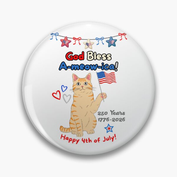 Item preview, 4th of July 250th God Bless A-meow-ica Orange Cat designed and sold by MYCatStuff.