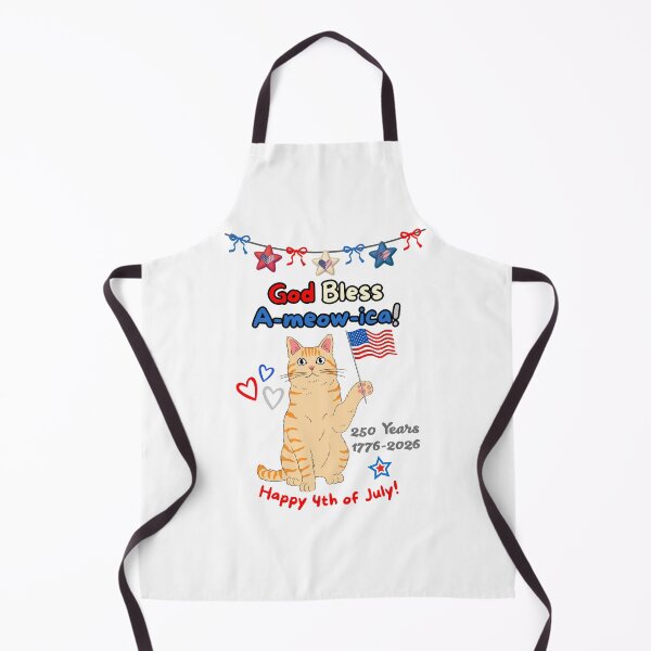 Item preview, 4th of July 250th God Bless A-meow-ica Orange Cat designed and sold by MYCatStuff.