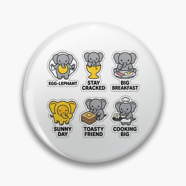 Item preview, Kawaii Elephant-Egg Sticker Pack - Cute Elephant & Breakfast Puns designed and sold by SimpleP.