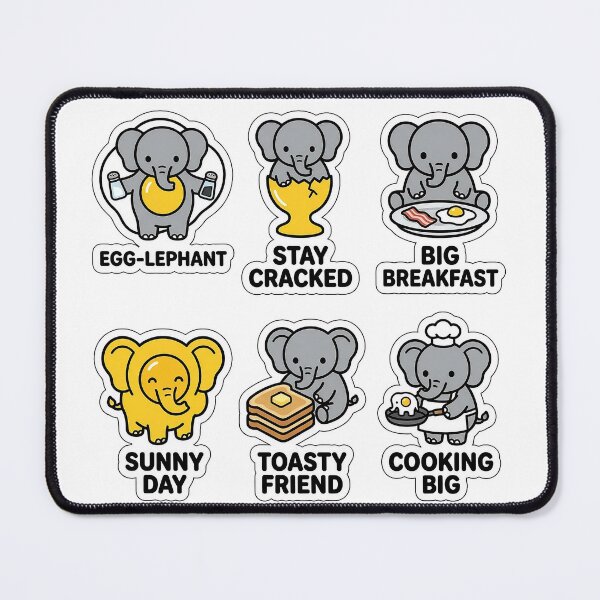 Item preview, Kawaii Elephant-Egg Sticker Pack - Cute Elephant & Breakfast Puns designed and sold by SimpleP.