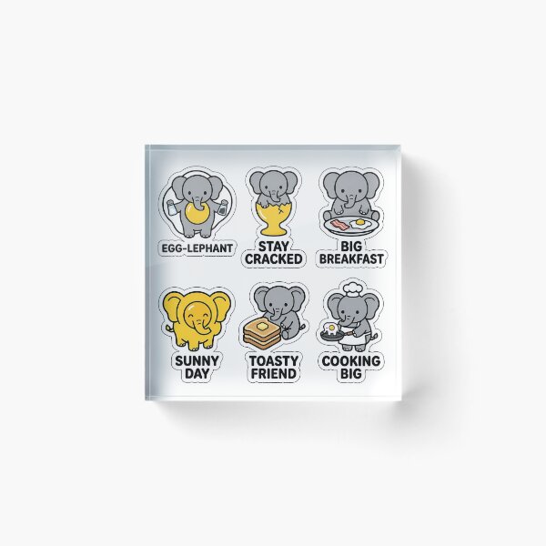Item preview, Kawaii Elephant-Egg Sticker Pack - Cute Elephant & Breakfast Puns designed and sold by SimpleP.