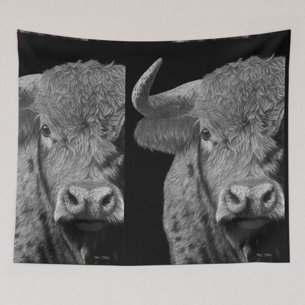 Item preview, Brave Bull — Hyperrealistic Charcoal Portrait in Black and White designed and sold by David Mateo ArtWorks.