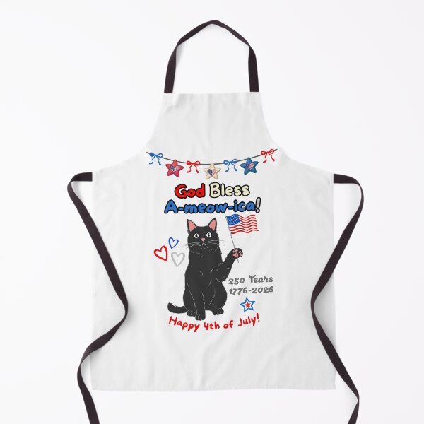 Item preview, 4th of July 250th God Bless A-meow-ica Black Cat designed and sold by MYCatStuff.
