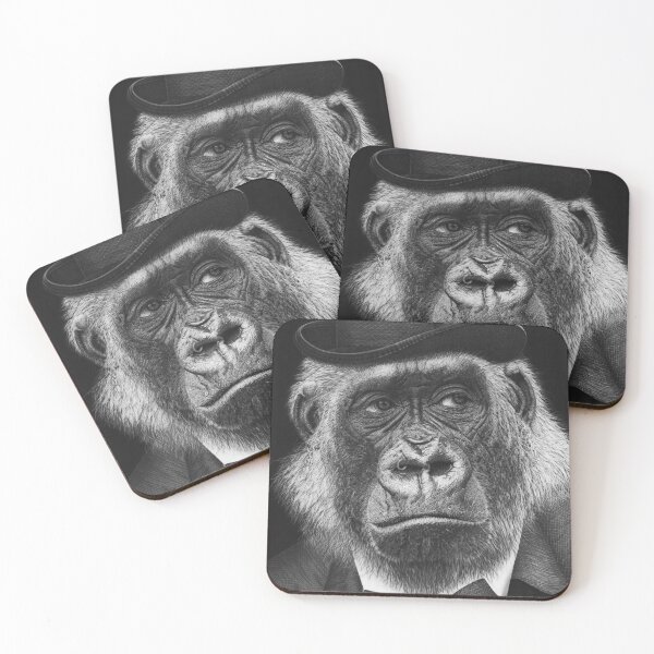 Item preview, Elegant Gorilla: Hyperrealistic Charcoal Portrait in Black and White. designed and sold by David Mateo ArtWorks.
