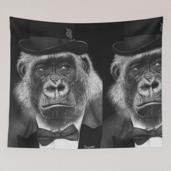 Item preview, Elegant Gorilla: Hyperrealistic Charcoal Portrait in Black and White. designed and sold by David Mateo ArtWorks.