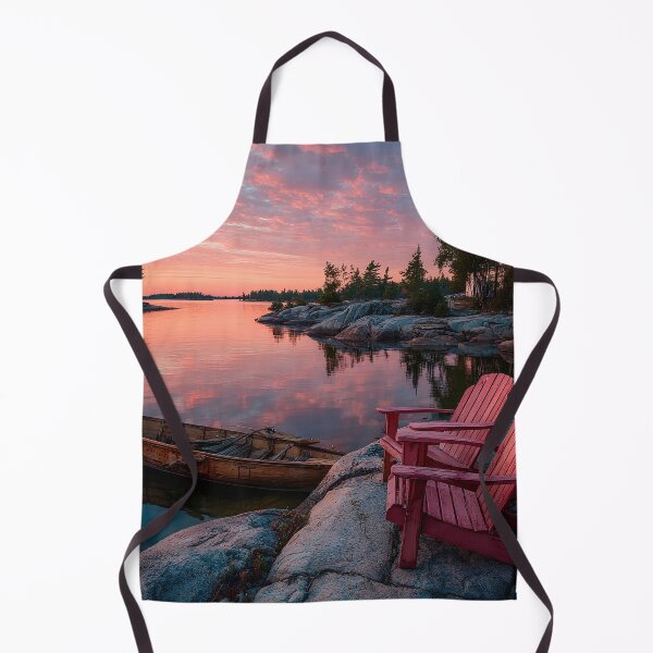 Item preview, Ontario Muskoka Lakeside Dock Red Chairs Serenity designed and sold by daila70.
