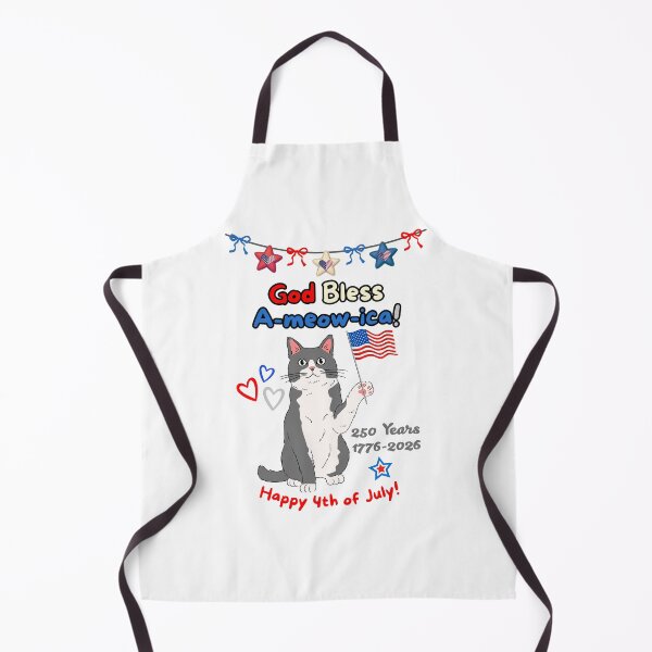 Item preview, 4th of July 250th God Bless A-meow-ica Gray Cat designed and sold by MYCatStuff.