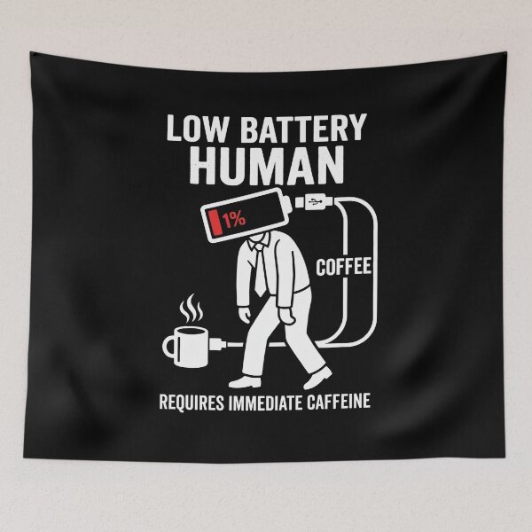 Item preview, Low Battery Human Requires Immediate Caffeine Coffee designed and sold by Fenay Designs.