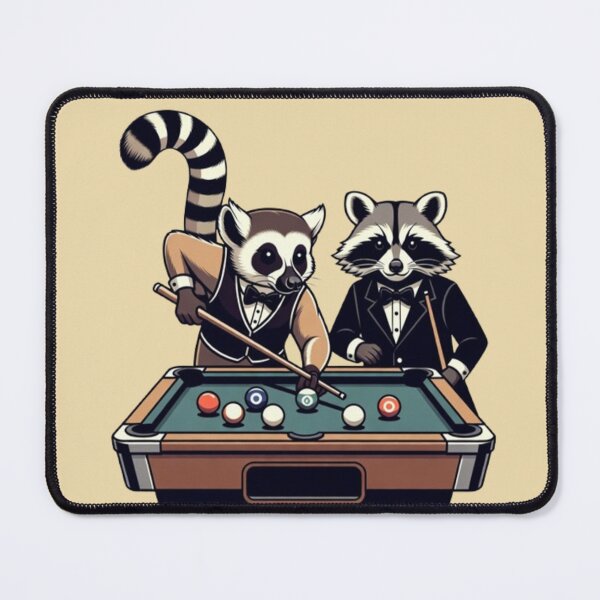 Item preview, Gentleman Lemur & Raccoon – Funny Billiards Design designed and sold by Dogandesighn.