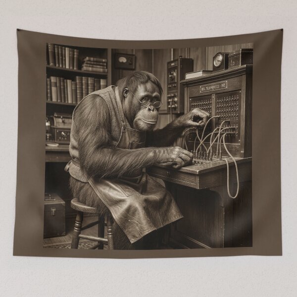 Item preview, Orangutan Switchboard Operator Connects Phone Calls designed and sold by Tridentulus.