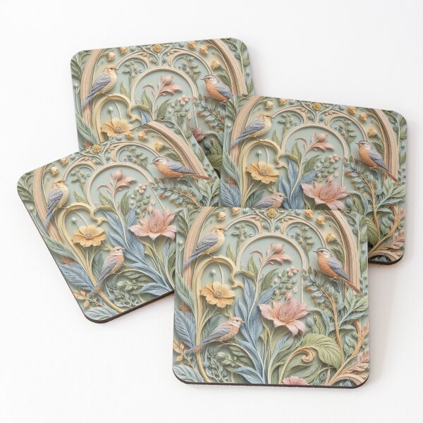 Item preview, Art Nouveau Botanical Birds Ornamental designed and sold by Lizetteh.