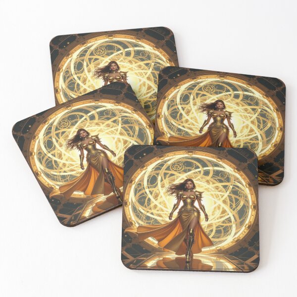 Item preview, Golden Empress in a radiant energy circle with futuristic elegance and powerful presence designed and sold by FotoworldEdel.